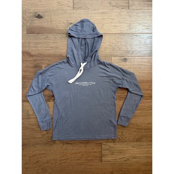 Abercrombie & Fitch Tops - Abercrombie & Fitch Hoodie Womens Medium Blue  Soft Cozy Logo Pullover